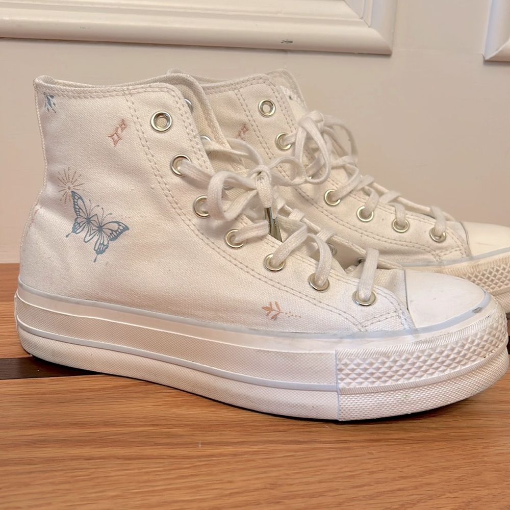 Converse platform tiny tattoos sneakers size 8